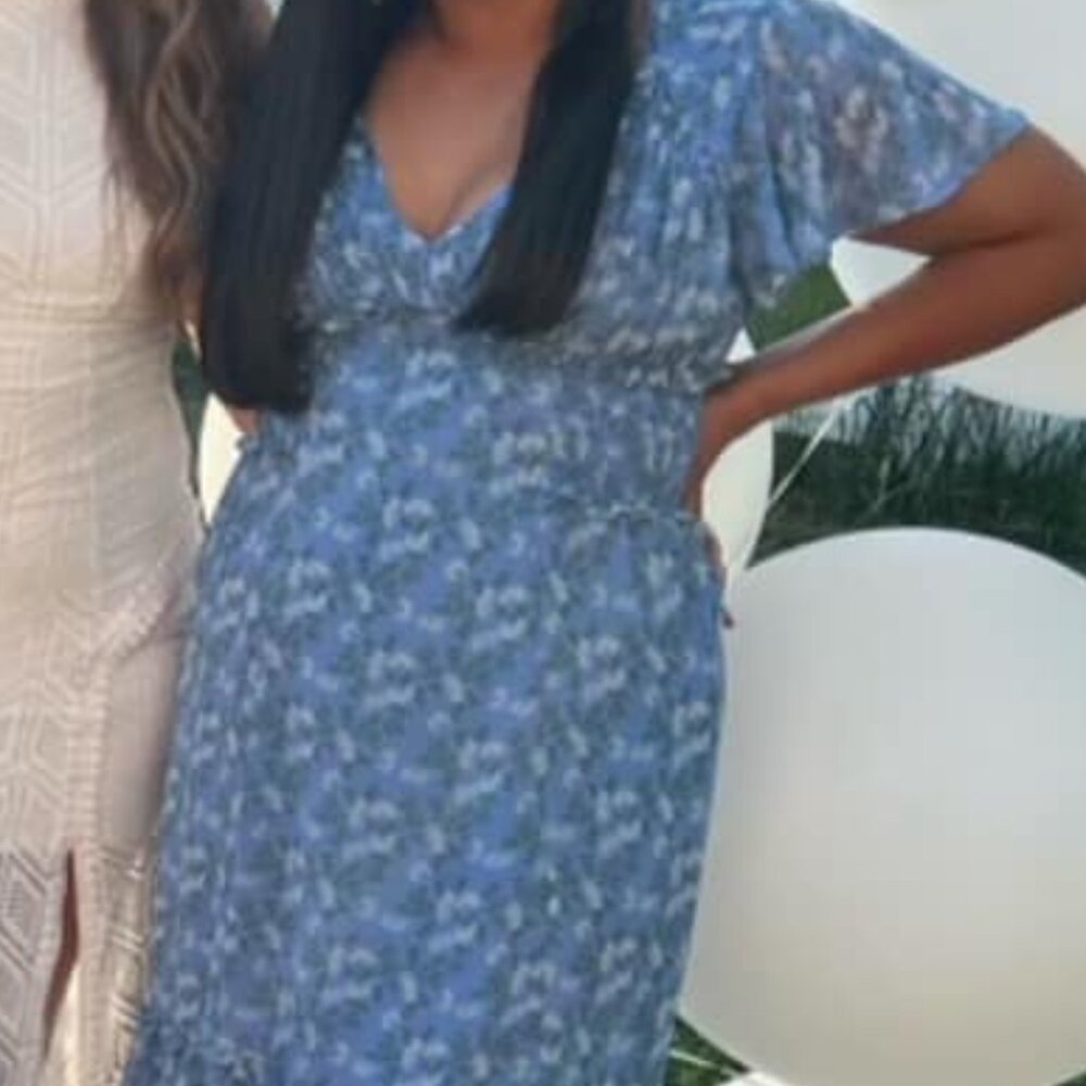 Floral Blue Midi Dress